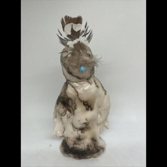 NAVAJO HORSEHAIR POTTERY NATIVE WOMAN SIGNED W Turquoise Stone - Vail Inspired - Picture 3 of 8